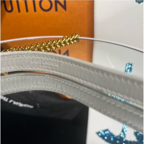 Yves Saint Laurent YSL White Calfskin Monogram Mini Candy Crossbody - Picture 12 of 14